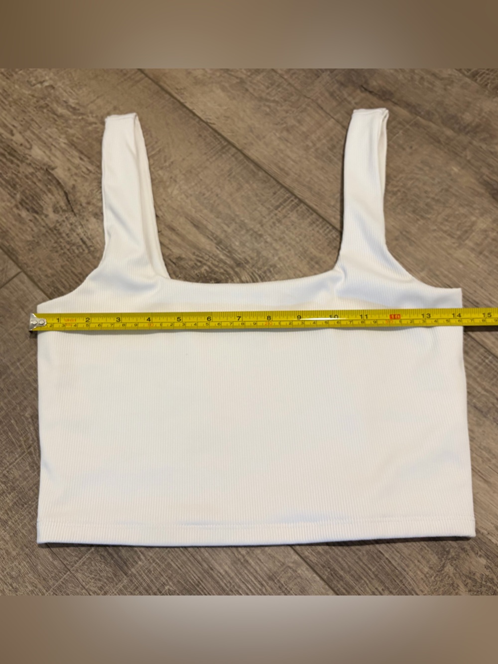 Express White Ribbed Square-Neck Crop Top - Picture 3 of 5